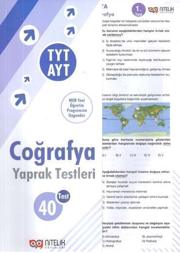 YKS TYT AYT Coğrafya Yaprak Test Nitelik Yayınları