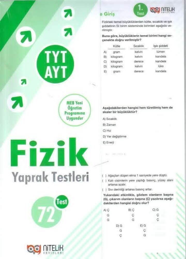 YKS TYT AYT Fizik Yaprak Test Nitelik Yayınları