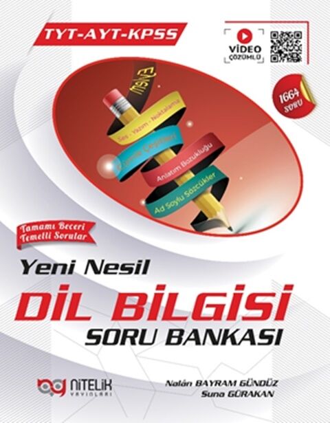 YKS TYT AYT Kpss Yeni Nesil Dil Bilgisi Soru Bankası Video Çözümlü Beyaz Kapak Nitelik Yayınları