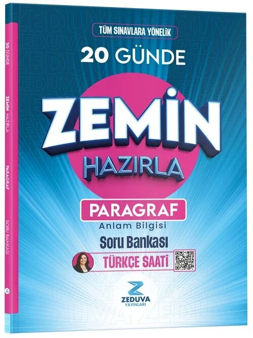YKS TYT KPSS Paragraf Anlam Bilgisi Türkçe Saati 20 Günde Zemin Hazırla Soru Bankası - Öznur Saat Yıldırım Zeduva Yayınları