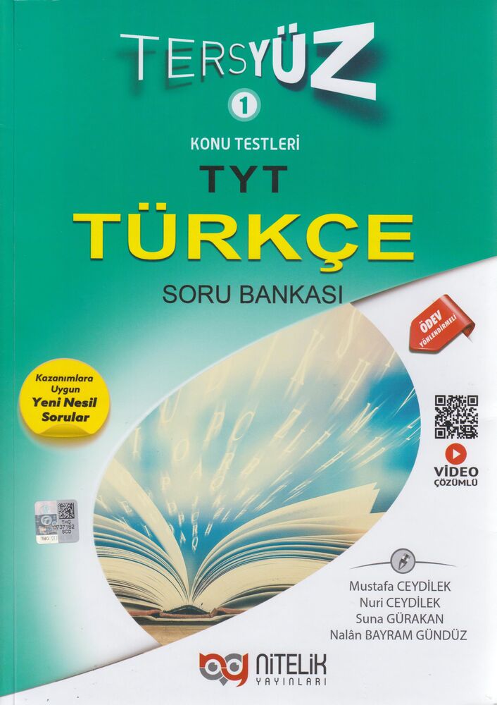 YKS TYT Türkçe Soru Kitabı Tersyüz Video Çözümlü Yeşil Kapak Nitelik Yayınları