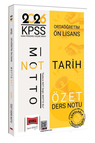 Yargı 2026 KPSS Ortaöğretim Ön Lisans Motto Serisi Tarih Özet Ders Notu Yargı Yayınları