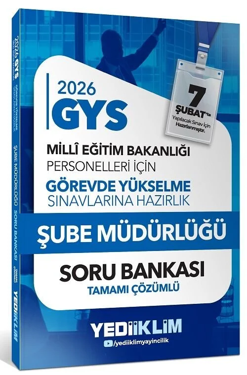 Yediiklim 2026 GYS MEB Milli Eğitim Bakanlığı Şube Müdürlüğü Soru Bankası Çözümlü Görevde Yükselme Yediiklim Yayınları