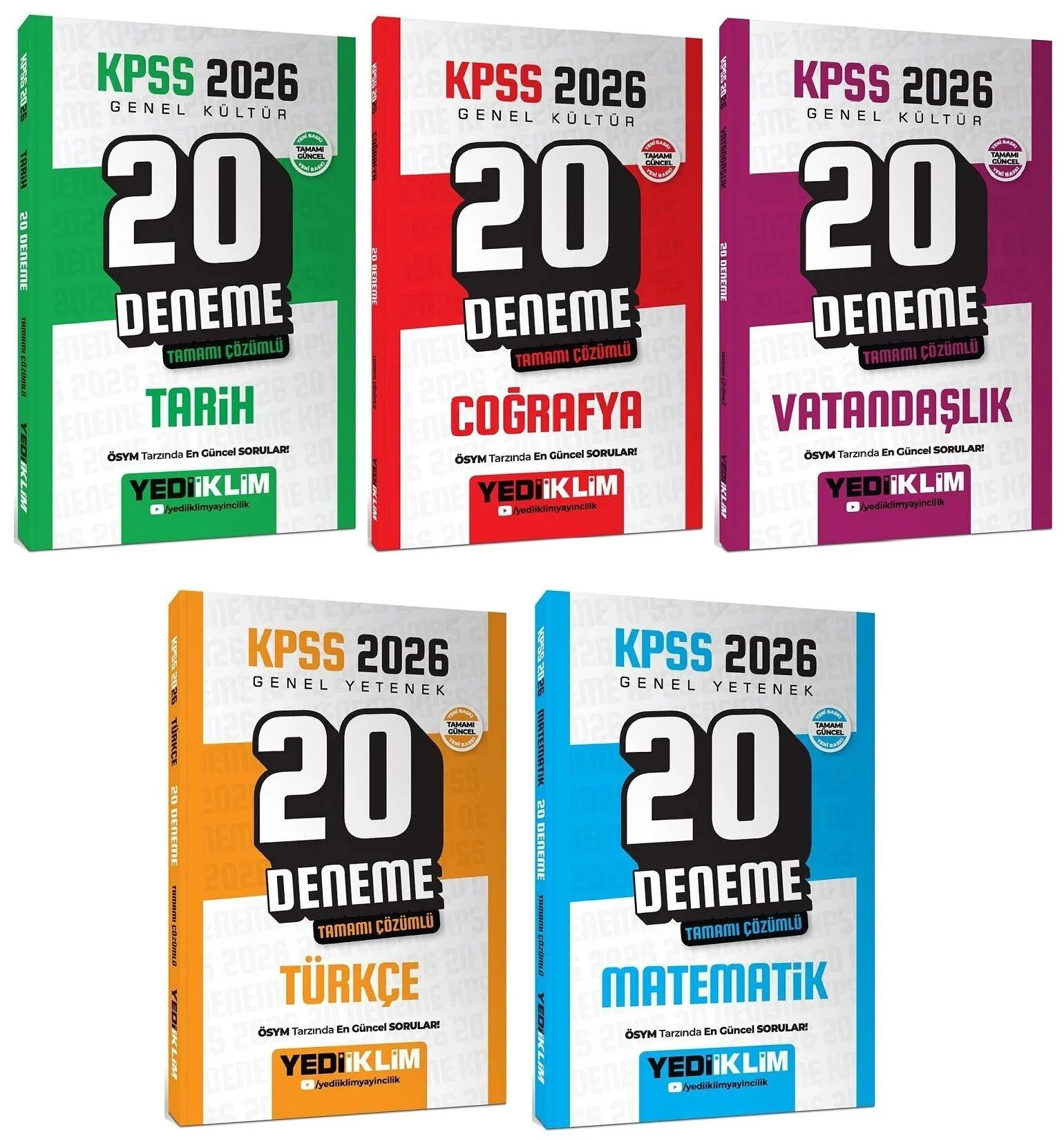 Yediiklim 2026 KPSS Genel Yetenek Genel Kültür 100 Deneme 5 li Set Yediiklim Yayınları Yediiklim 2026 KPSS Genel Yetenek Genel Kültür 100 Deneme 5 li Set Yediiklim Yayınları