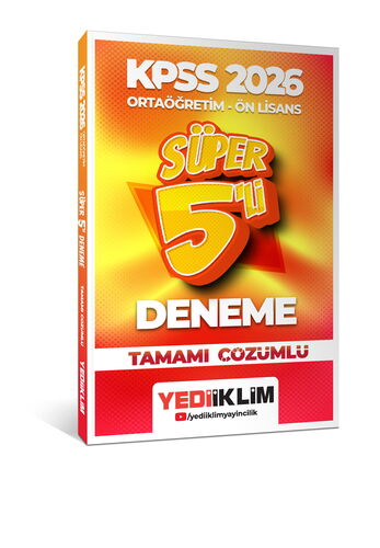 Yediiklim 2026 KPSS Ortaöğretim-Önlisans Genel Yetenek Genel Kültür Tamamı Çözümlü Süper 5 Deneme Yediiklim Yayınları