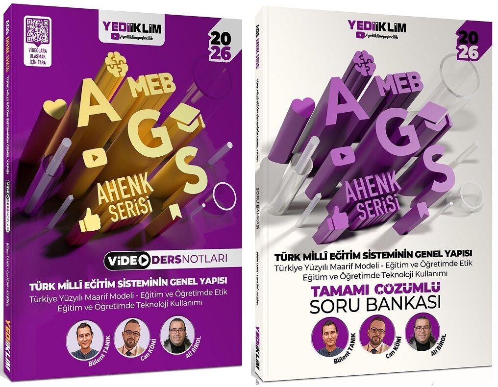 Yediiklim 2026 MEB-AGS Türk Milli Eğitim Sisteminin Genel Yapısı Video Ders Notları + Soru Bankası 2 li Set Ahenk Serisi Yediiklim Yayınları