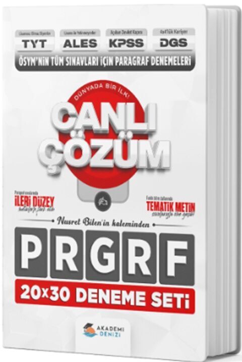 TYT AYT ALES KPSS DGS Paragraf 20 x 30 Deneme Seti Akademi Denizi Yayınları