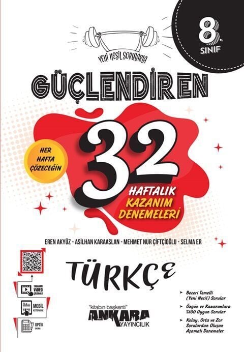 8.Sınıf Türkçe Güçlendiren 32 Haftalık Kazanım Deneme Sınavı Ankara Yayıncılık