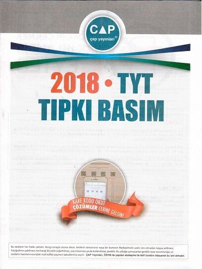 TYT 2018 Tıpkı Basım Çap Yayınları