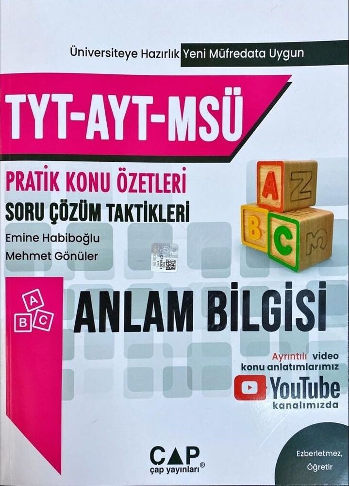 TYT AYT MSÜ Anlam Bilgisi Konu Özetli Soru Çözüm Taktikleri Çap Yayınları