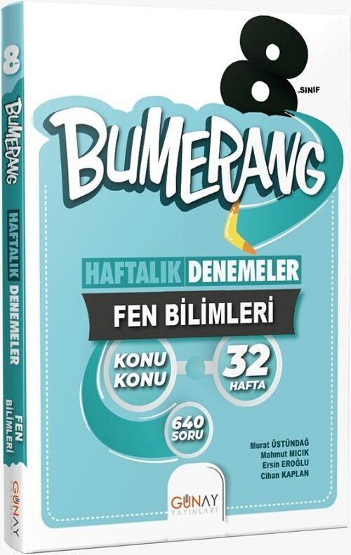 8.Sınıf Bumerang 32 Haftalık Fen Bilimleri Denemeleri Günay Yayınları