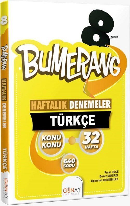 8.Sınıf Bumerang 32 Haftalık Türkçe Denemeleri Günay Yayınları