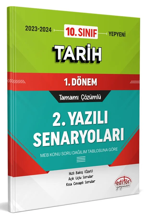 10. Sınıf Tarih 1. Dönem Ortak Sınavı 2. Yazılı Senaryoları Tamamı Çözümlü Editör Yayınları