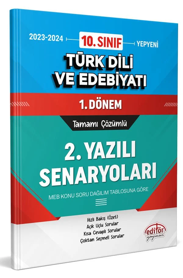 10. Sınıf Türk Dili ve Edebiyatı 1. Dönem Ortak Sınavı 2. Yazılı Senaryoları Tamamı Çözümlü Editör Yayınları