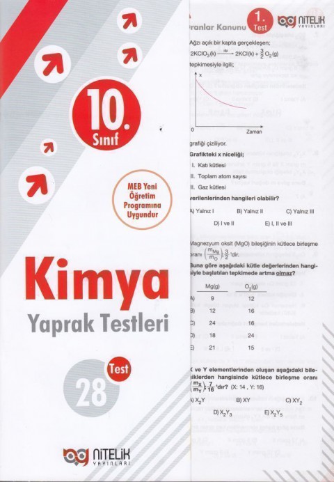 10.Sınıf Kimya Yaprak Test Nitelik Yayınları