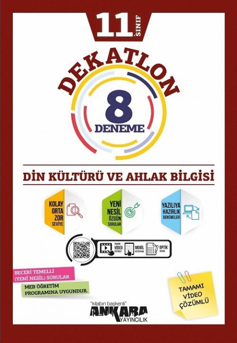 11.SIINIF Din Kültürü ve Ahlak Bilgisi DEKATLON 8 Deneme Sınavı Ankara Yayıncılık 