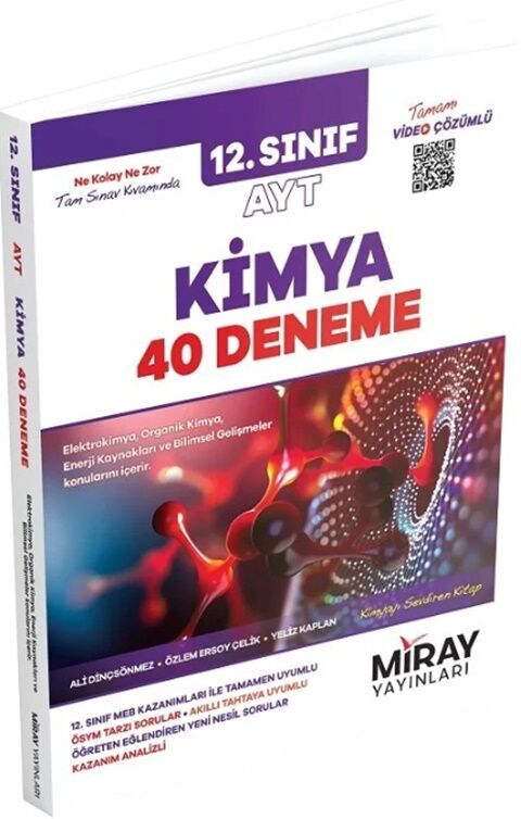 12. Sınıf AYT Kimya 40 Deneme Video Çözümlü Miray Yayınları