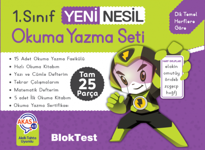 1.Sınıf Yeni Nesil Okuma Yazma Seti Kutulu Blok Test