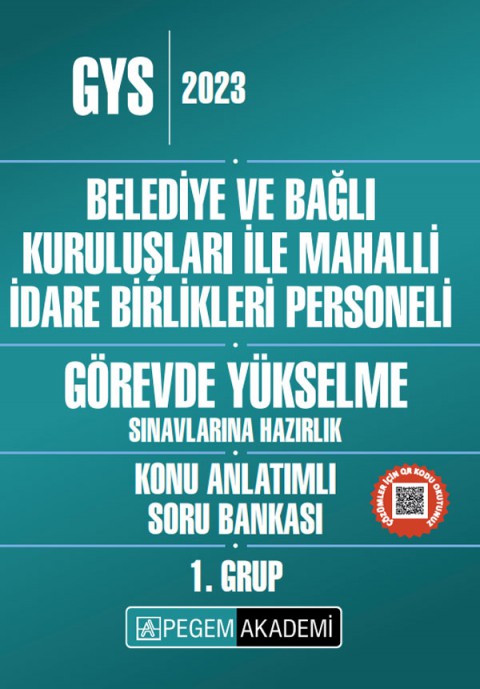2023 Belediye ve Bağlı Kuruluşları ile Mahalli İdare Birlikleri Personeli GYS Konu Anlatımlı Soru Bankası 1.Grup Pegem Akademi Yayıncılık