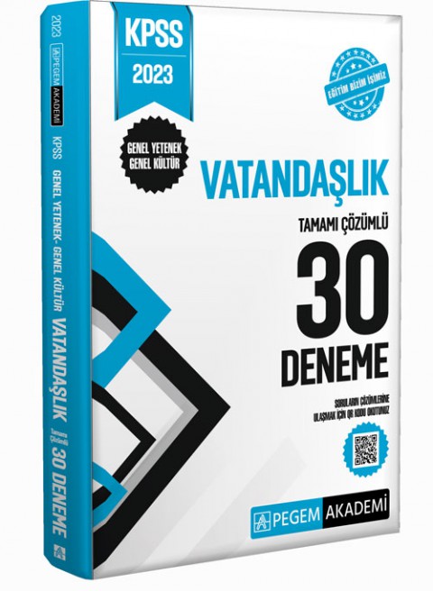 2023 KPSS Genel Kültür Genel Yetenek Vatandaşlık 30 Deneme Pegem Akademi Yayıncılık
