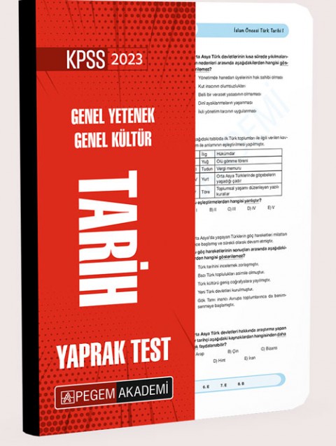 2023 KPSS Genel Yetenek Genel Kültür Tarih Yaprak Test Pegem Akademi Yayıncılık