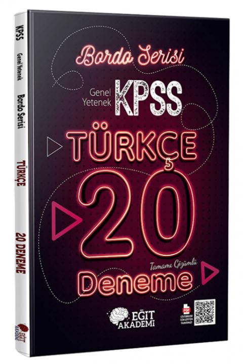 KPSS Türkçe Tamamı Çözümlü 20 Bordo Deneme Sınavı Mehmet Eğit Yayınları
