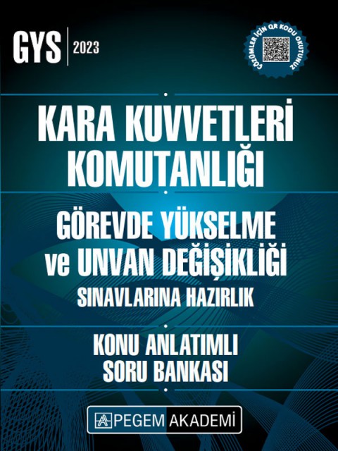 2023 Kara Kuvvetleri Komutanlığı Görevde Yükselme ve Unvan Değişikliği Konu Anlatımlı Soru Bankası Pegem Akademi Yayıncılık