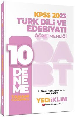 2023 ÖABT Türk Dili ve Edebiyatı Öğretmenliği Tamamı Çözümlü 10 Deneme Yediiklim Yayınları