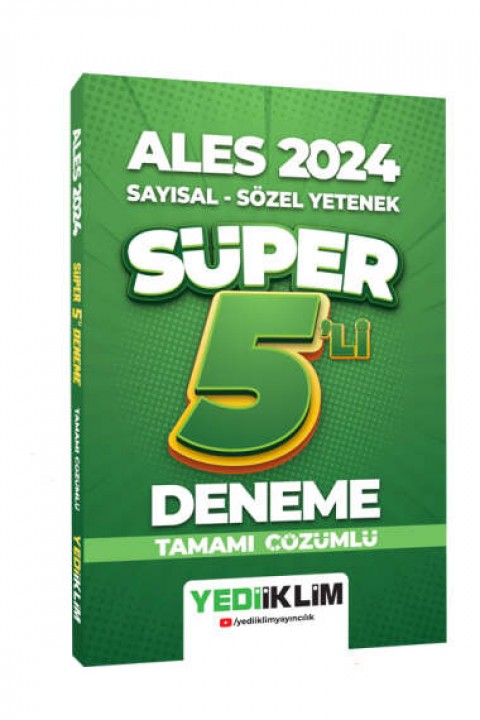 2024 ALES Sayısal  Sözel Tamamı Çözümlü Süper 5`li Deneme Yediiklim Yayınları