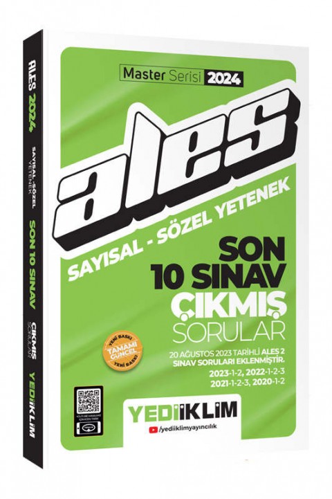 2024 ALES Sayısal - Sözel Yetenek Son 10 Sınav Çıkmış Sorular Yediiklim Yayınları
