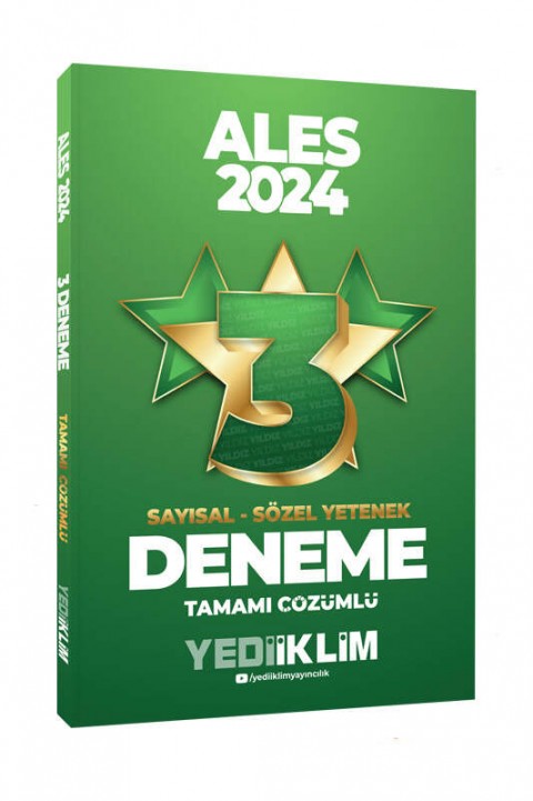 2024 ALES Sayısal Sözel Yetenek Tamamı Çözümlü 3 Yıldız Deneme Yediiklim Yayınları