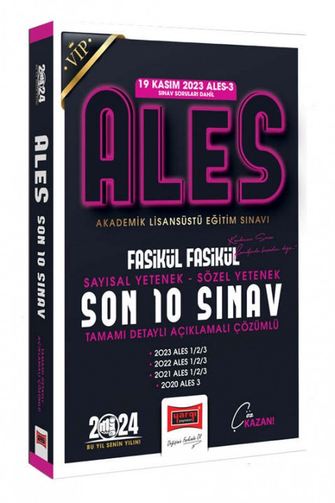 2024 ALES Son 10 Sınav Fasikül Fasikül Çıkmış Sorular 19 Kasım 2023 ALES-3 Dahil Yargı Yayınları