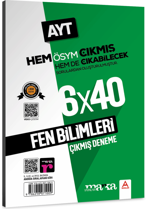 AYT Fen Bilimleri 6 x 40 Çıkmış ve Çıkabilecek Denemeler Marka Yayınları