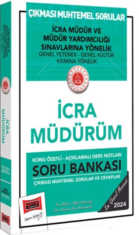 2024 Adalet Bakanlığı İcra Müdür ve Müdür Yardımcılığı Sınavlarına Yönelik İcra Müdürüm Soru Bankası Yargı Yayınları