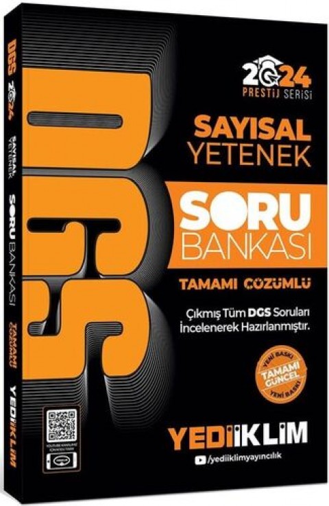 2024 DGS Sayısal Yetenek Tamamı Çözümlü Soru Bankası Yediiklim Yayınları