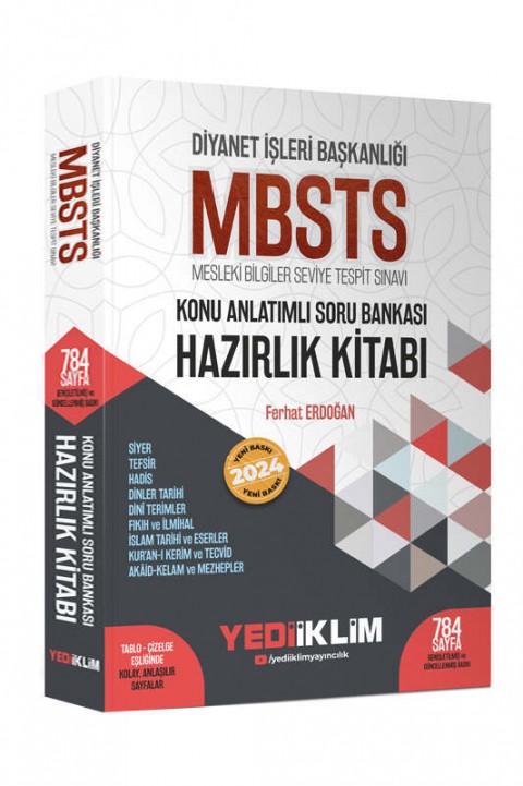 2024 Diyanet İşleri Başkanlığı MBSTS Konu Anlatımlı Soru Bankası Hazırlık Kitabı Yediiklim Yayınları
