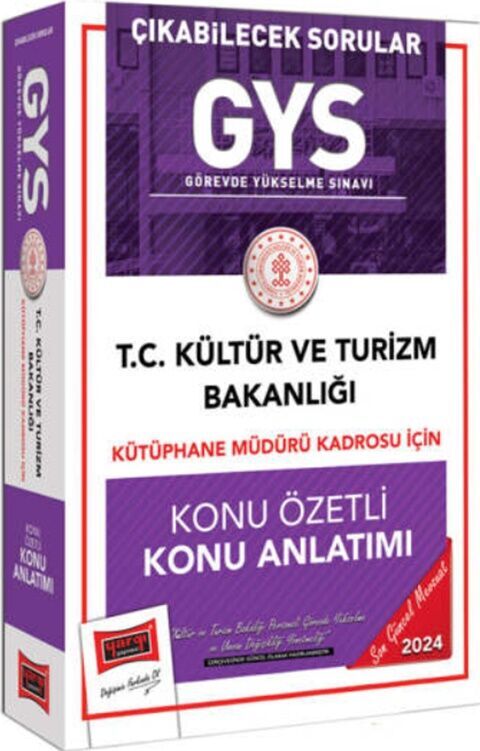 2024 GYS Kültür ve Turizm Bakanlığı Kütüphane Müdürü Kadrosu İçin Konu Anlatımı ve Sorular Yargı Yayınları