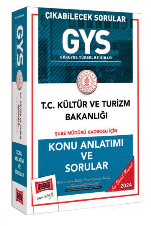 2024 GYS Kültür ve Turizm Bakanlığı Şube Müdürü Kadrosu İçin Konu Anlatımı ve Sorular Yargı Yayınları