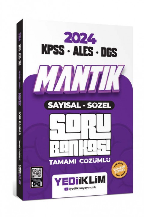 2024 KPSS ALES DGS Mantık Sayısal Sözel Tamamı Çözümlü Soru Bankası Yediiklim Yayınları
