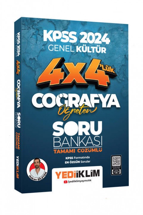 2024 KPSS Coğrafya Öğreten 4x4 Tamamı Çözümlü Soru Bankası Hakan Bileyen Yediiklim Yayınları