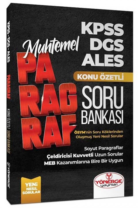 KPSS DGS ALES Muhtemel Paragraf Konu Özetli Soru Bankası Yönerge Yayınları