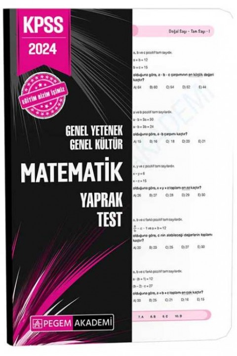 2024 KPSS Genel Yetenek Genel Kültür Matematik Yaprak Test Pegem Akademi Yayınları