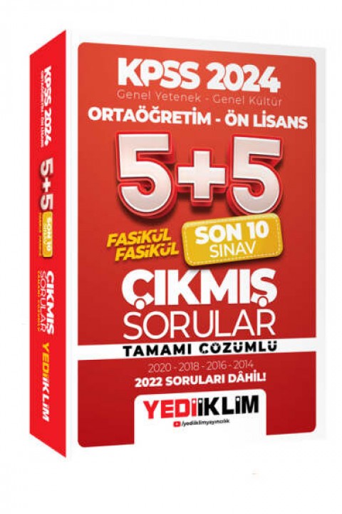 2024 KPSS Genel Yetenek Genel Kültür Ortaöğretim Ön Lisans Fasikül Fasikül Son 10 Sınav Çıkmış Sorular Tamamı Çözümlü Yediiklim Yayınları