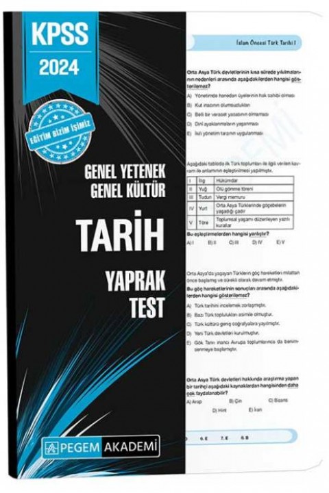2024 KPSS Genel Yetenek Genel Kültür Tarih Yaprak Test Pegem Akademi Yayınları
