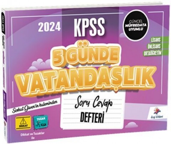 2024 KPSS Lisans Önlisans Ortaöğretim Vatandaşlık 5 Günde Soru Cevap Defteri Dizgi Kitap Yayınları