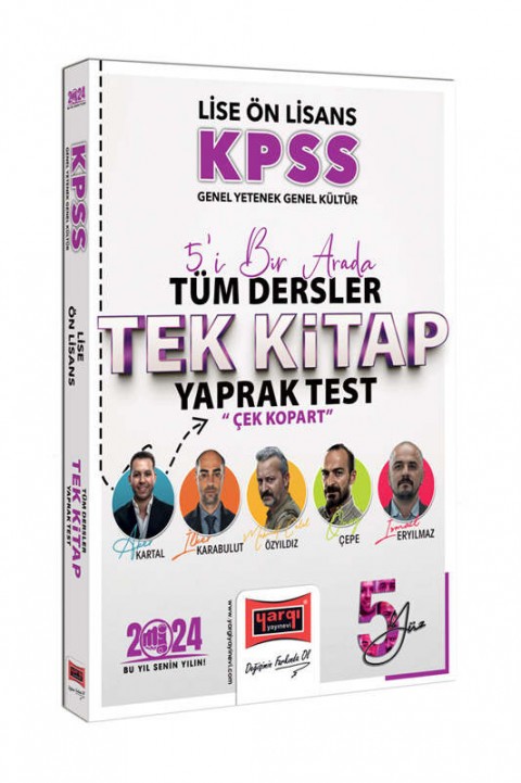 2024 KPSS Lise Ön Lisans GK-GY 5Yüz Ekibi Tüm Dersler Çek Kopart Yaprak Test Yargı Yayınları