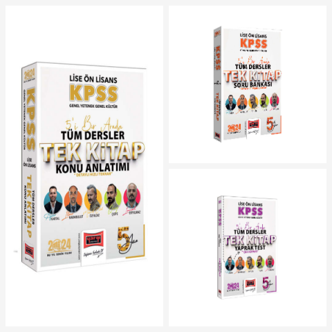 2024 KPSS Lise Ön Lisans Genel Kültür Genel Yetenek 5Yüz Ekibi Tüm Dersler Tek Kitap Konu Soru Deneme Seti 3 Kitap Yargı Yayınları