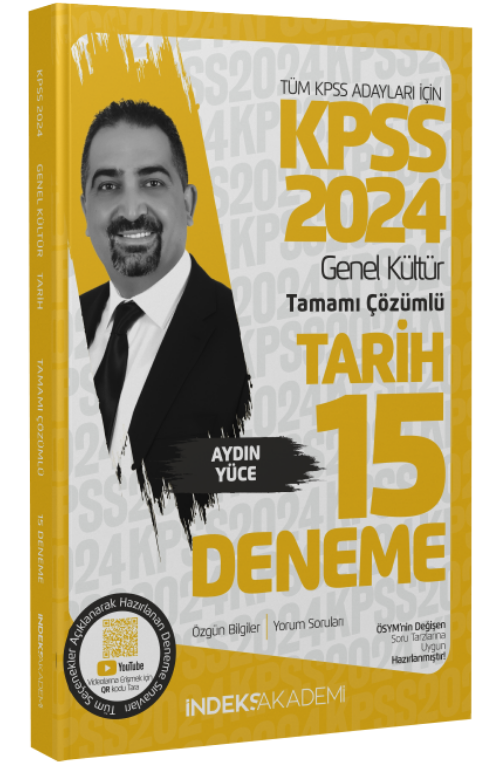 2024 KPSS Tarih Çözümlü 15 Deneme - Aydın Yüce İndeks Akademi Yayıncılık