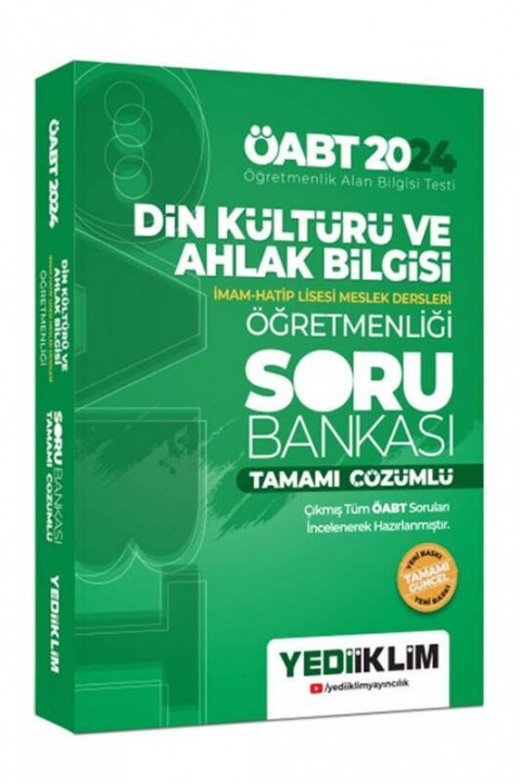 2024 ÖABT Din Kültürü ve Ahlak Bilgisi Öğretmenliği Tamamı Çözümlü Soru Bankası Yediiklim Yayınları