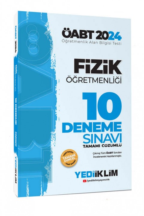 2024 ÖABT Fizik Öğretmenliği Tamamı Video Çözümlü 10 Deneme Sınavı Yediiklim Yayınları